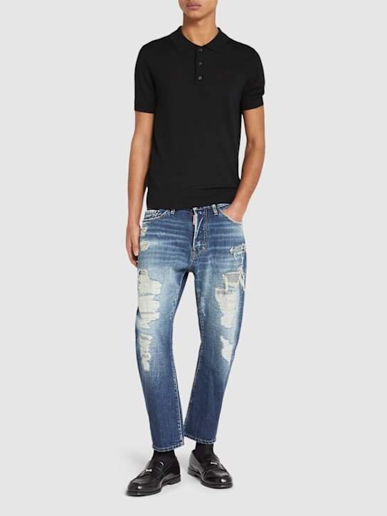 Dsquared2: D2 wool polo - Black - men_1 | Luisa Via Roma