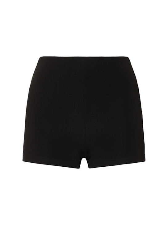 ESSE Studios: Jersey high rise shorts - Black - women_0 | Luisa Via Roma