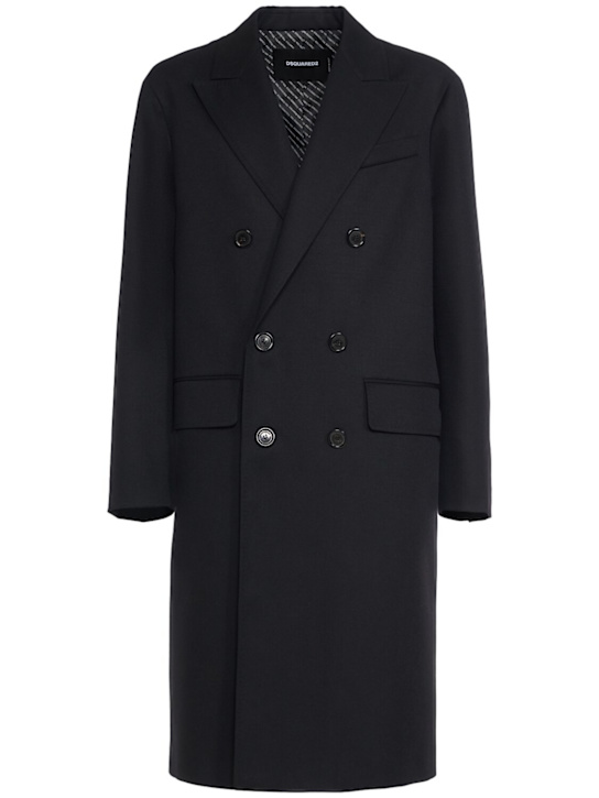 Dsquared2: Double breast wool evening coat - Black - men_0 | Luisa Via Roma