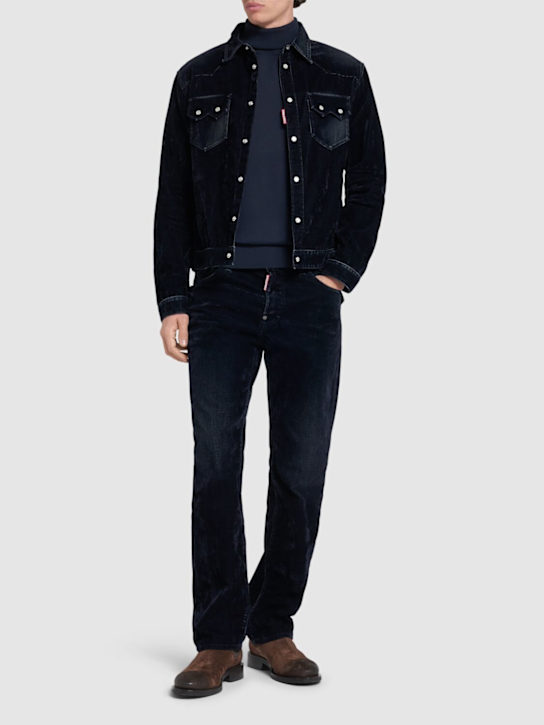 Dsquared2: Flocked Cord 642 jeans - Navy - men_1 | Luisa Via Roma