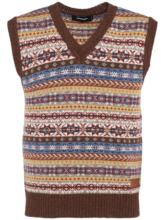 Dsquared2: Knit vest - Multicolor Jacq - men_0 | Luisa Via Roma