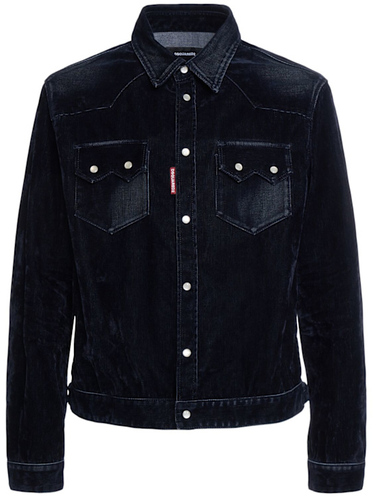 Dsquared2: Flocked Cord denim jacket - Navy - men_0 | Luisa Via Roma