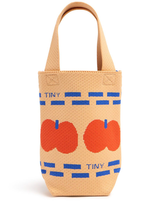 Tiny Cottons: Jacquard knit cotton bag - Beige/Red - kids-girls_0 | Luisa Via Roma
