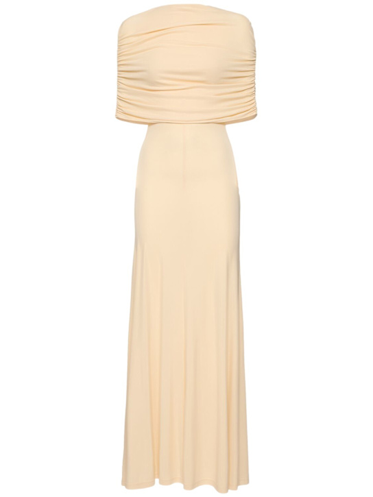 ESSE Studios: Bonachi ドレープケープロングドレス - ベージュ - women_0 | Luisa Via Roma