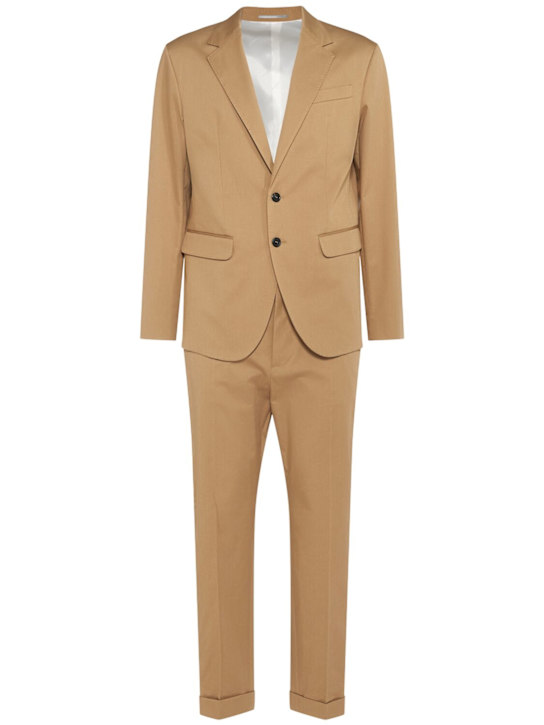 Dsquared2: Capri stretch cotton suit - Walnut - men_0 | Luisa Via Roma