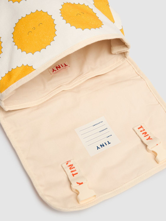 Tiny Cottons: Printed cotton twill backpack - White/Orange - kids-boys_4 | Luisa Via Roma