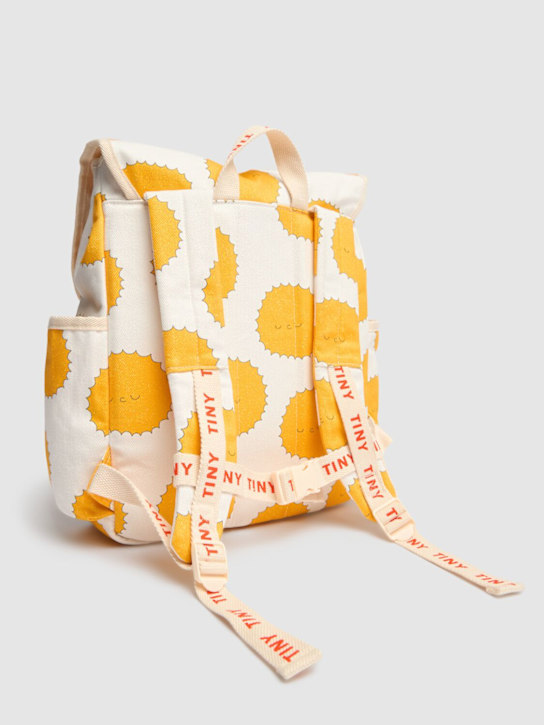 Tiny Cottons: Printed cotton twill backpack - White/Orange - kids-boys_3 | Luisa Via Roma