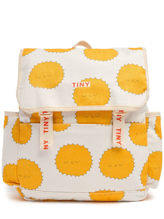 Tiny Cottons: Printed cotton twill backpack - White/Orange - kids-boys_0 | Luisa Via Roma