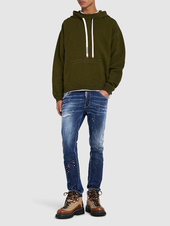 Dsquared2: Relax fit cotton hoodie - Oak Green - men_1 | Luisa Via Roma