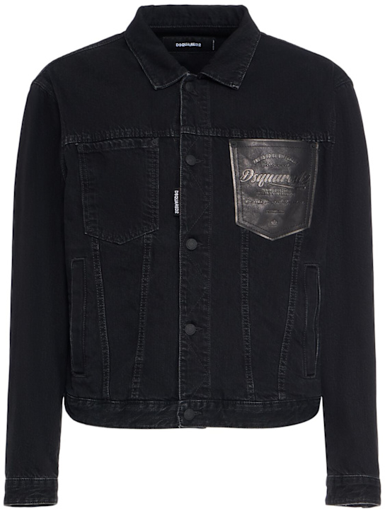 Dsquared2: Leather pocket denim jacket - men_0 | Luisa Via Roma