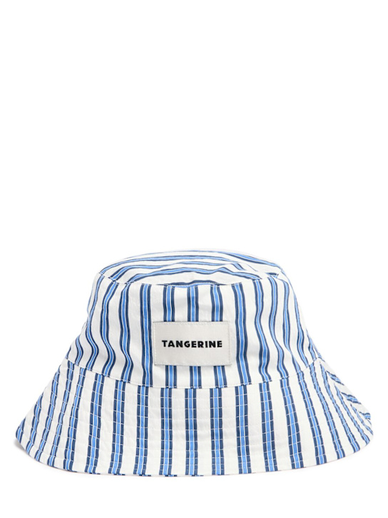 TANGERINE: Stripe print modal blend bucket hat - White/Blue - kids-boys_0 | Luisa Via Roma