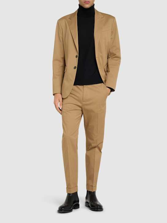 Dsquared2: Capri stretch cotton suit - Walnut - men_1 | Luisa Via Roma