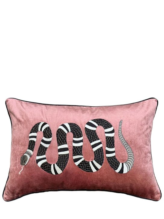 Les Ottomans: Snake embroidered velvet cushion - ecraft_0 | Luisa Via Roma