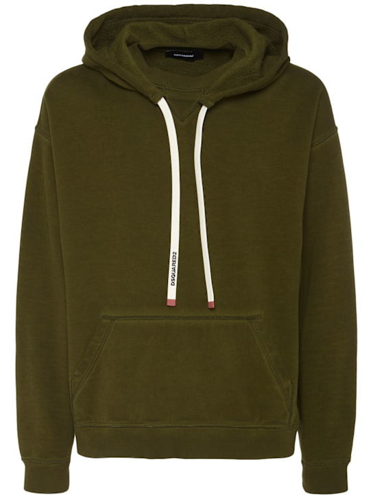 Dsquared2: Relax fit cotton hoodie - Oak Green - men_0 | Luisa Via Roma