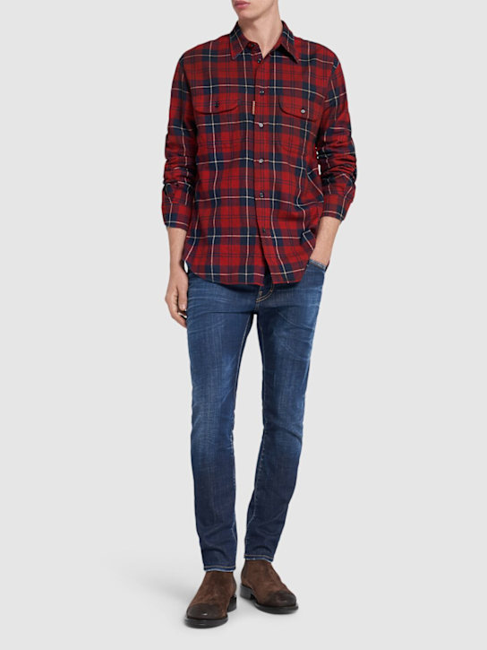 Dsquared2: Hemd mit Karomuster „Canadian Vintage“ - Indigo/Red - men_1 | Luisa Via Roma