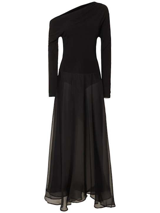 ESSE Studios: Aire jersey & tulle twist dress - Black - women_0 | Luisa Via Roma