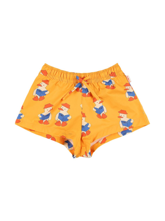 Tiny Cottons: Printed Lycra swim shorts - Yellow - kids-boys_0 | Luisa Via Roma