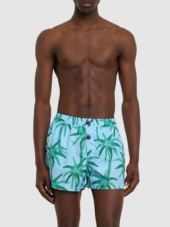 Jacquemus: Le maillot puntini nylon swimwear - Print Palmtrees - men_1 | Luisa Via Roma