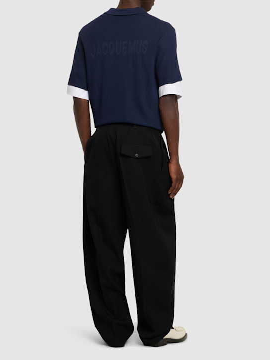 Jacquemus: Le polo maille logo polo - Navy - men_1 | Luisa Via Roma