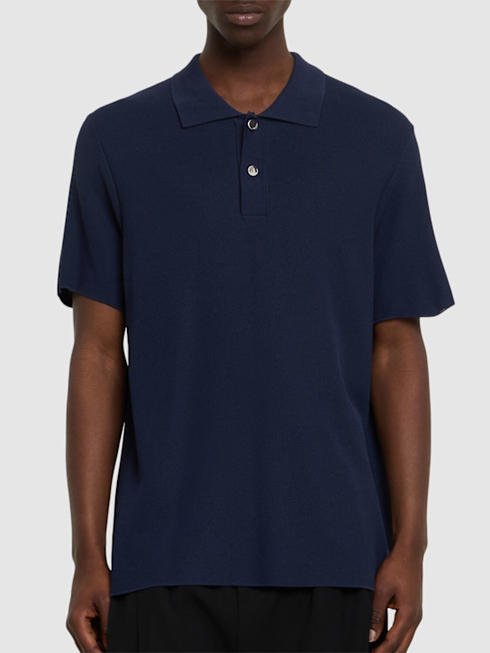 Jacquemus: Le polo maille logo polo - Navy - men_2 | Luisa Via Roma