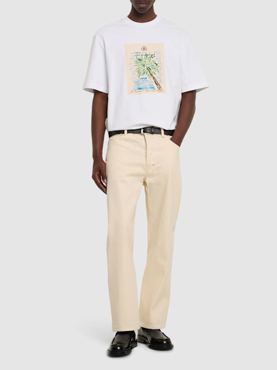 Jacquemus: Le t-shirt marino cotton logo t-shirt - White/Beige - men_1 | Luisa Via Roma