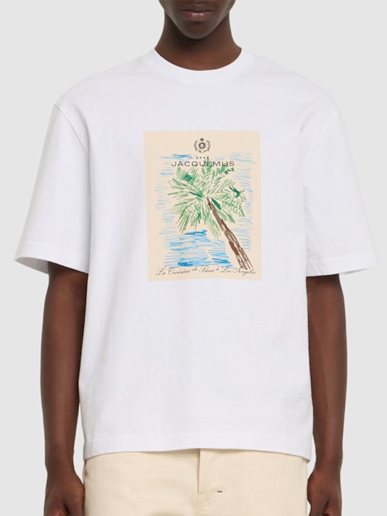 Jacquemus: Le t-shirt marino cotton logo t-shirt - White/Beige - men_2 | Luisa Via Roma