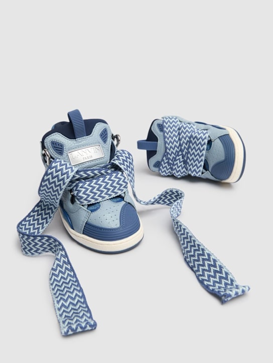 Lanvin: Curb leather lace-up sneakers - kids-boys_1 | Luisa Via Roma