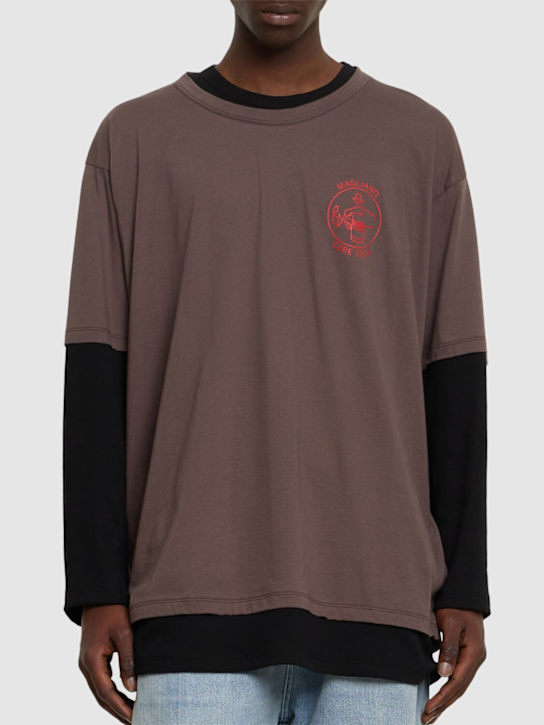 Magliano: Trauma oversize cotton t-shirt - Black - men_2 | Luisa Via Roma