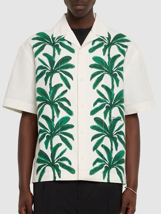 Jacquemus: La chemise jean cotton printed ss shirt - Beige/Green - men_2 | Luisa Via Roma