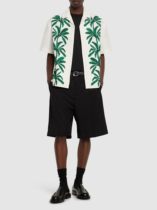 Jacquemus: La chemise jean cotton printed ss shirt - Beige/Green - men_1 | Luisa Via Roma