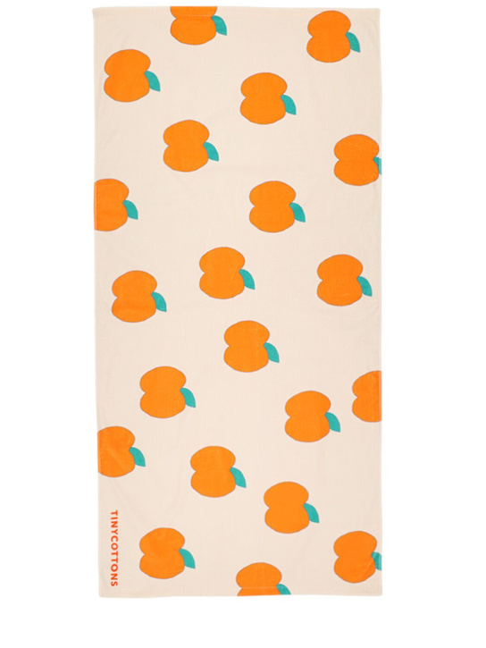Tiny Cottons: Printed cotton terry beach towel - White/Orange - kids-boys_0 | Luisa Via Roma