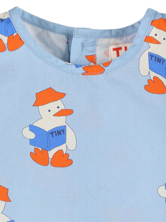 Tiny Cottons: Printed cotton poplin shirt - Light Blue - kids-boys_1 | Luisa Via Roma