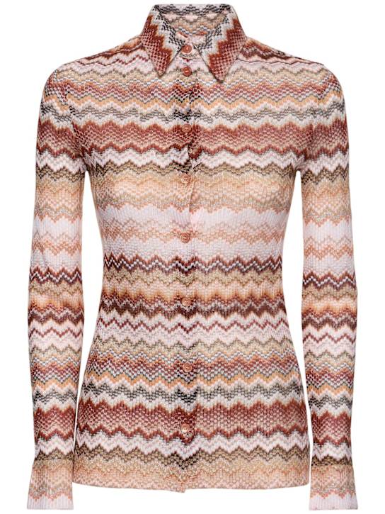 Chevron lurex long sleeve shirt