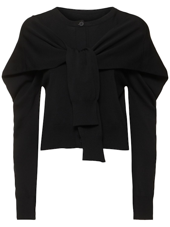 ISSEY MIYAKE: Four sleeved knitted cardigan - women_0 | Luisa Via Roma