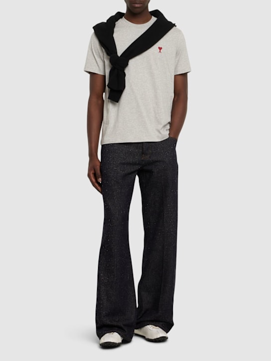 AMI Paris: Classic logo cotton t-shirt - Heather Ash Gre - men_1 | Luisa Via Roma
