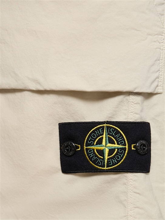 Stone Island: Cotton blend logo patch shorts - Sand - men_4 | Luisa Via Roma