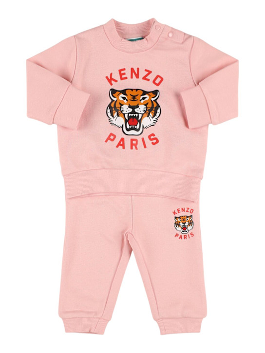 Kenzo Kids: コットンスウェットシャツ＆スウェットパンツ - ピンク - kids-girls_0 | Luisa Via Roma