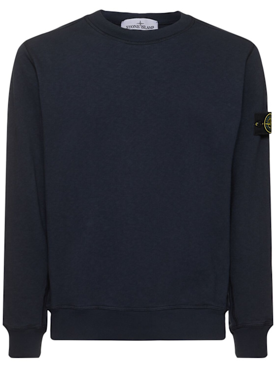 Stone Island: Crewneck cotton sweatshirt - Navy - men_0 | Luisa Via Roma