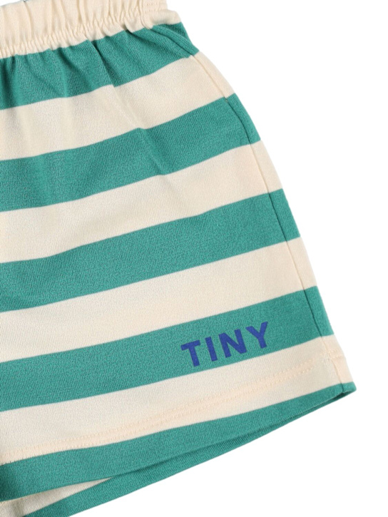 Tiny Cottons: Shorts in jersey di cotone a righe - Verde/Beige - kids-boys_1 | Luisa Via Roma