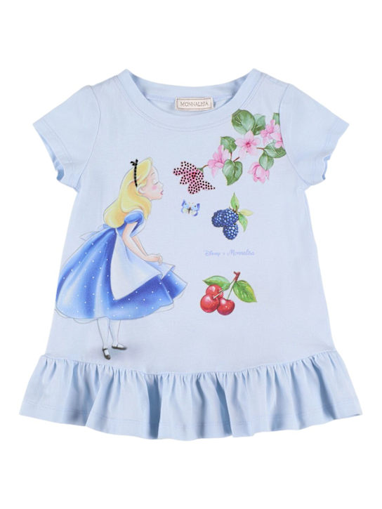 Monnalisa: Camiseta de algodón estampada - Azul Claro - kids-girls_0 | Luisa Via Roma