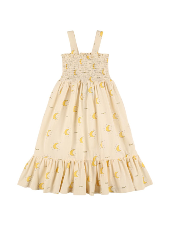 Tiny Cottons: Vestito in jersey di cotone stampato - Bianco/Giallo - kids-girls_0 | Luisa Via Roma