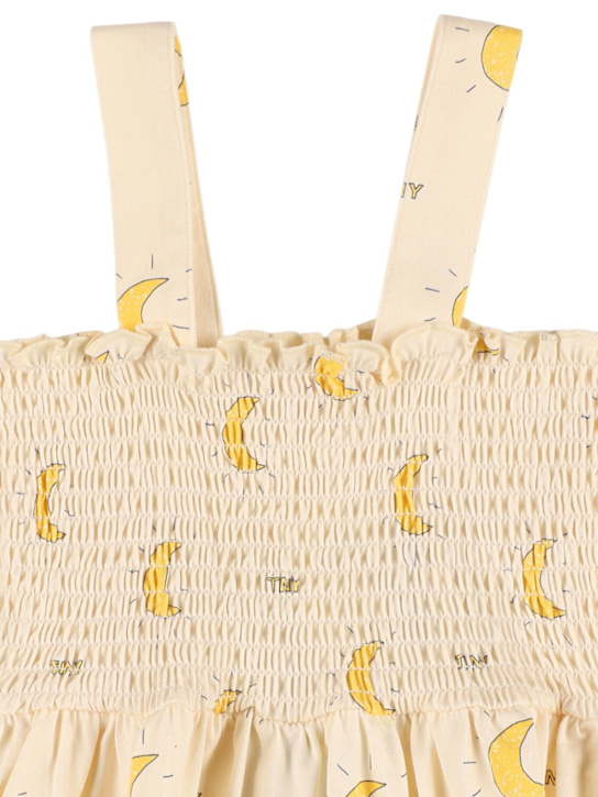 Tiny Cottons: Vestito in jersey di cotone stampato - Bianco/Giallo - kids-girls_1 | Luisa Via Roma