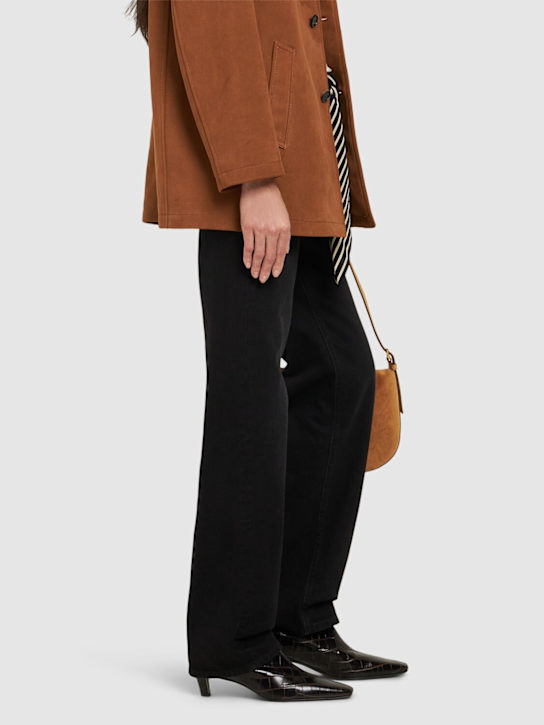 Toteme: 50mm Croc embossed leather ankle boots - Dark Brown - women_1 | Luisa Via Roma