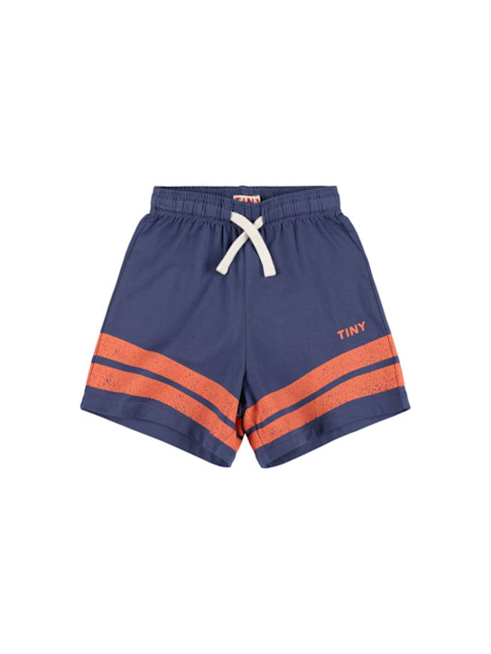 Tiny Cottons: Printed cotton jersey sweat shorts - Blue - kids-boys_0 | Luisa Via Roma