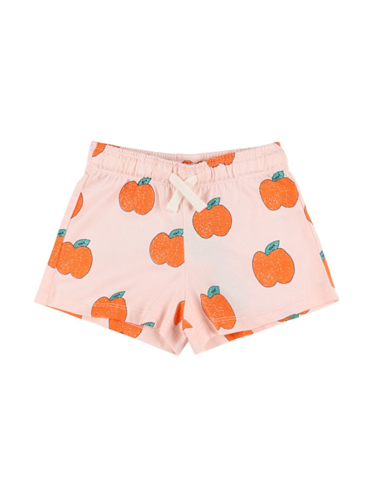 Tiny Cottons: Shorts in jersey di cotone stampato - Rosa/Arancione - kids-girls_0 | Luisa Via Roma