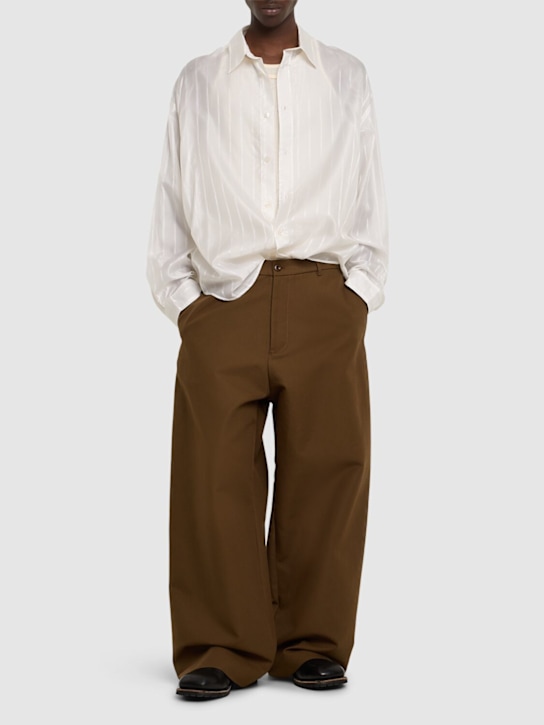 Acne Studios: Setar logo stiped cupro shirt - men_1 | Luisa Via Roma