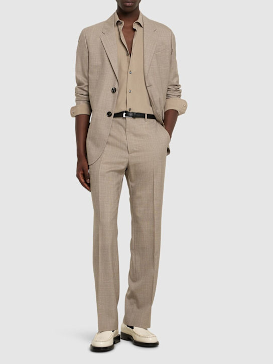 AMI Paris: Straight fit wool pants - Ash - men_1 | Luisa Via Roma