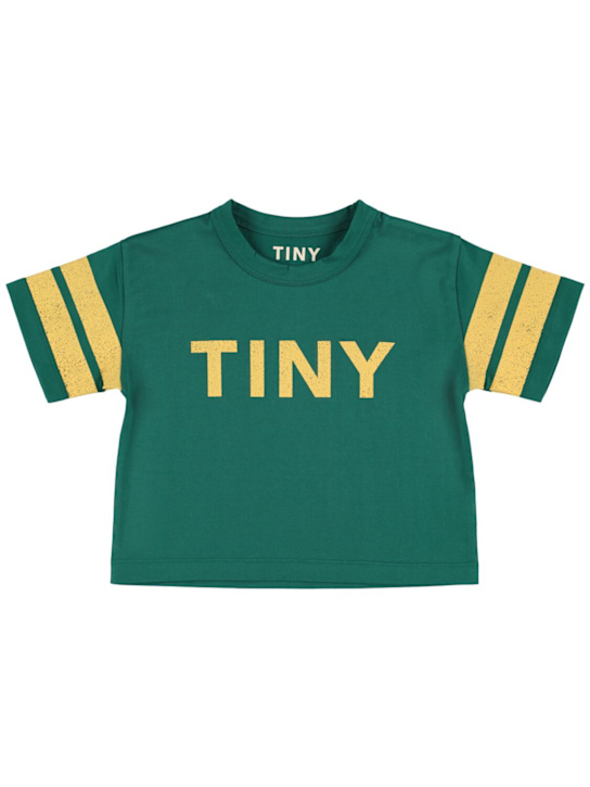 Tiny Cottons: 印花棉质平纹针织T恤 - 绿色 - kids-boys_0 | Luisa Via Roma
