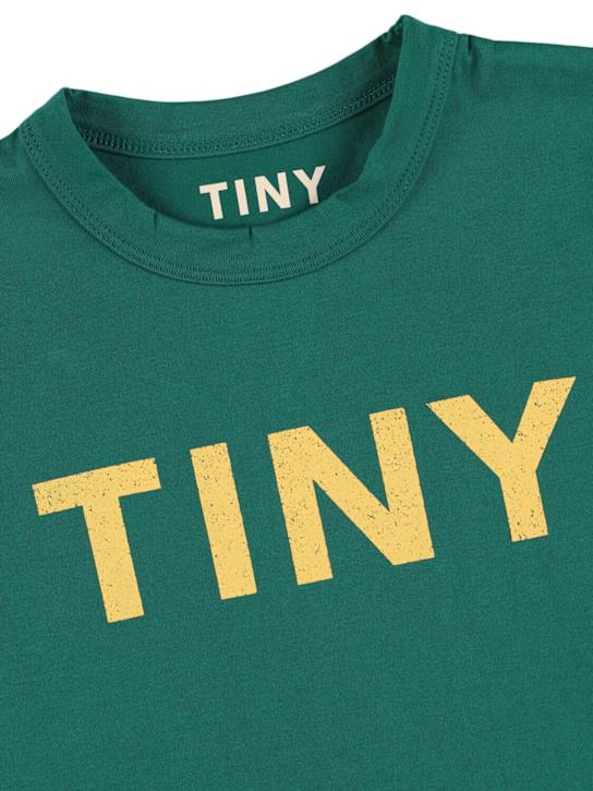 Tiny Cottons: 印花棉质平纹针织T恤 - 绿色 - kids-boys_1 | Luisa Via Roma
