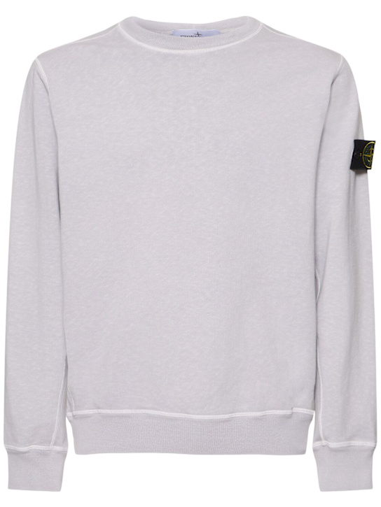 Stone Island: Crewneck cotton sweatshirt - Lilac - men_0 | Luisa Via Roma